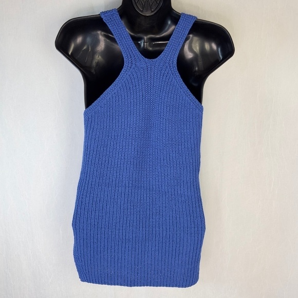 MASSIMO DUTTI Royal Blue Heavy Knit Racerback Tank Top Camisole| Made in Italy - Picture 8 of 16
